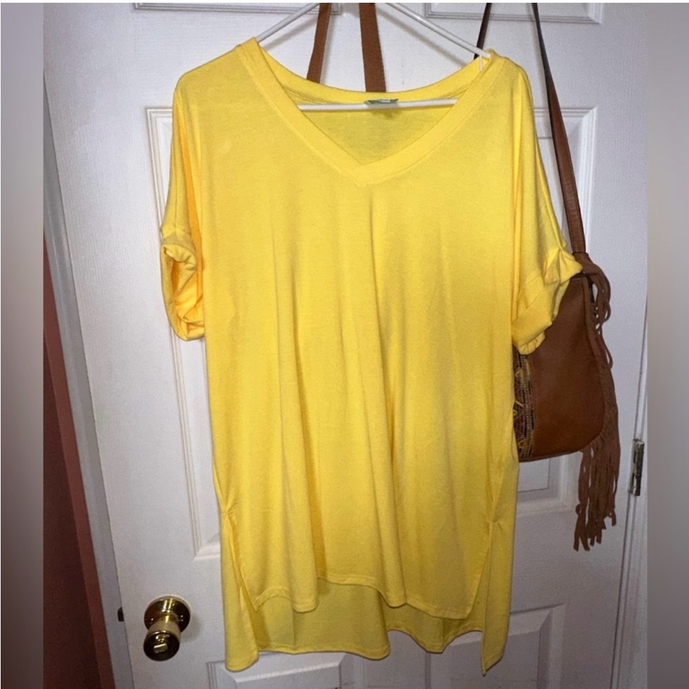 Pink Lily yellow V neck top